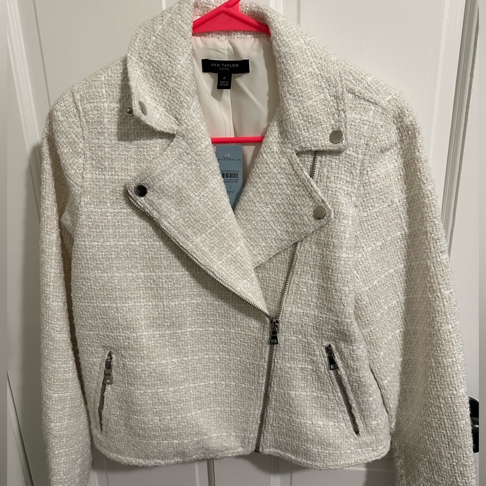 Ann Taylor tweed moto jacket